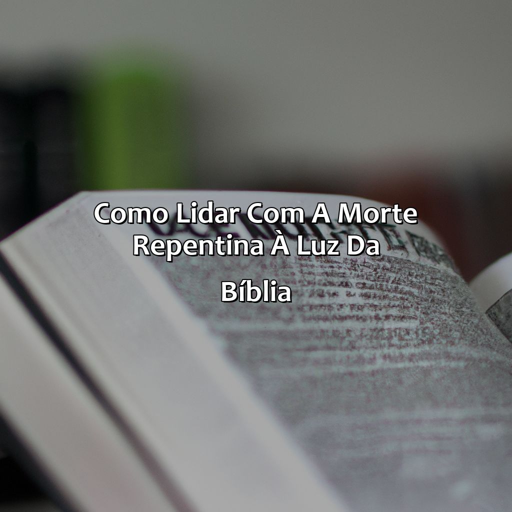 Como lidar com a morte repentina à luz da Bíblia-o que diz a bíblia sobre a morte repentina, 