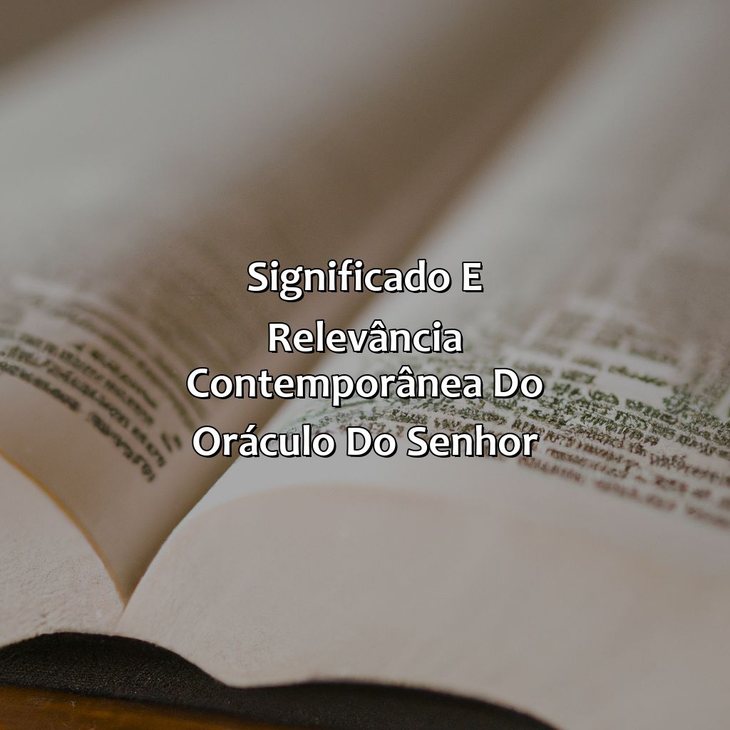 Significado e Relevância Contemporânea do Oráculo do Senhor-o que significa oráculo do senhor na bíblia, 