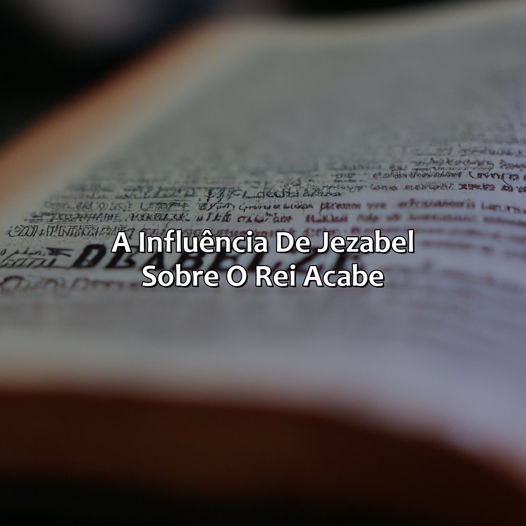 A Influência de Jezabel sobre o Rei Acabe-quem foi jezabel na bíblia, 